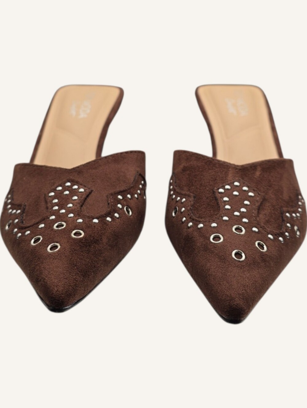 Top Moda Morley Brown Studded Western Mule Kitten Heels Size 8 NWOB - Picture 5 of 9
